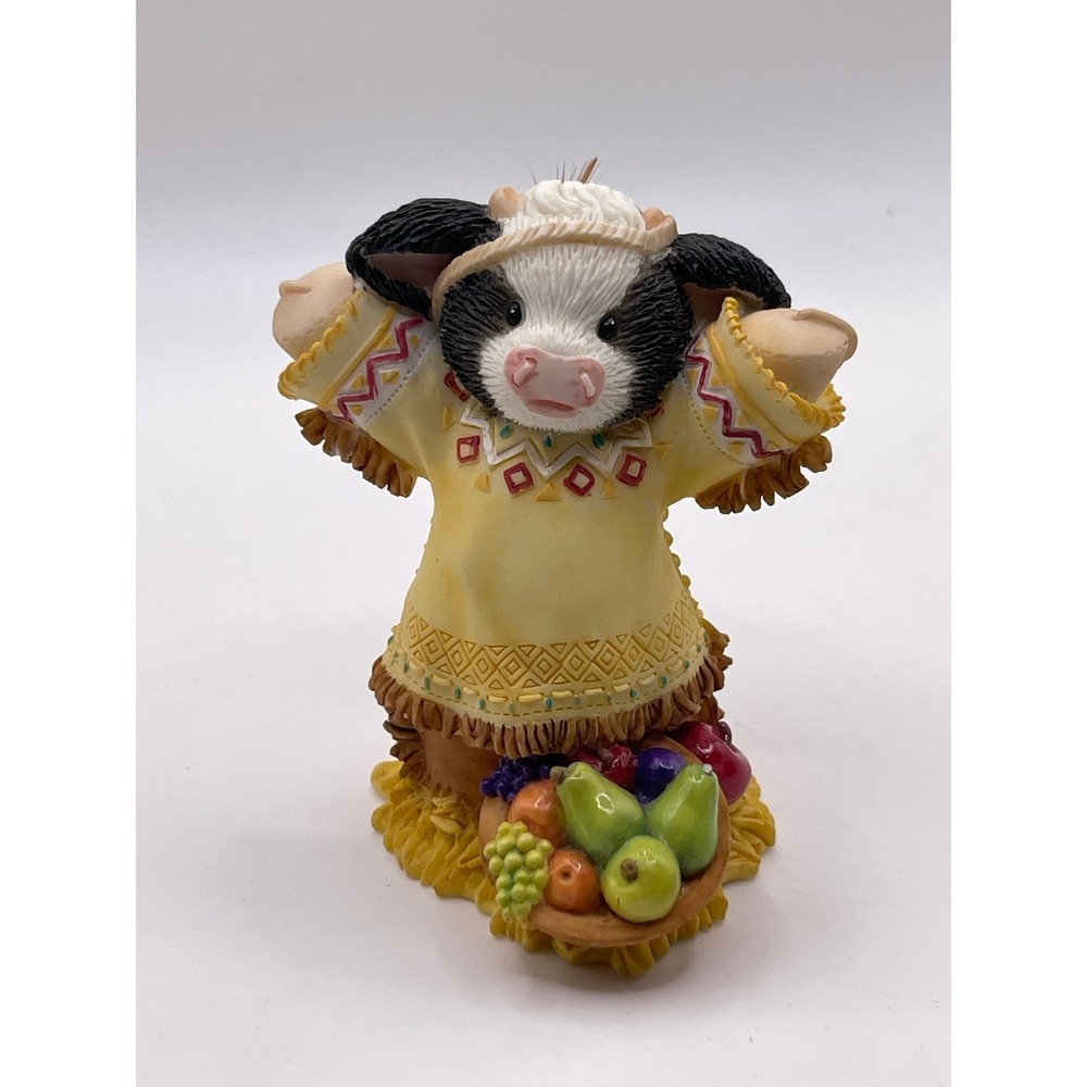 Mary Moo Moos Moo Give Thanks Figurine 1998 Enesco Native American Cow #372587